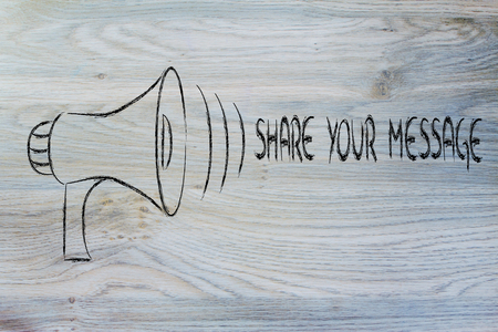 megaphone design, metaphor of sharing and spreading your message の写真素材