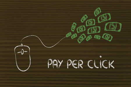 click-through rates and cost per click: a mouse as tool for earningsの写真素材