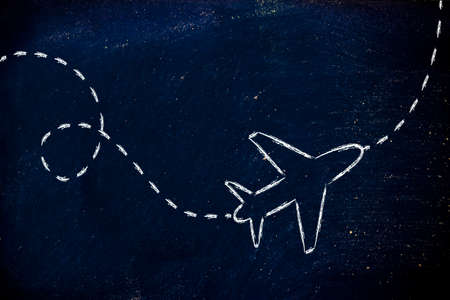 air route and plane trail, booking holidays and the travel industry