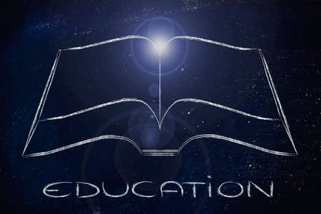 the light of knowledge and education, book with flareの写真素材