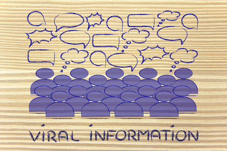 conceptual representation of communication, news and information sharing in a crowd or social media platformの写真素材