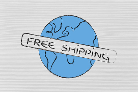 logo for an initiative of free worldwide shippingの写真素材