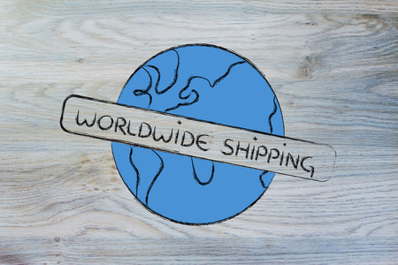 logo for an initiative of free worldwide shippingの写真素材
