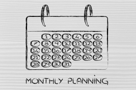 calendar and concept of achievements, planning, completing a taskの写真素材