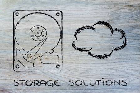 file storage solutions: hard disks or cloud storageの写真素材