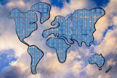 renewable energy: the world as covered in photovoltaic panelsの写真素材