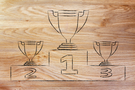 conceptual design about reaching success and being number oneの写真素材