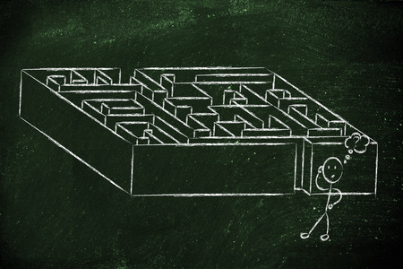 find your way and a solution to problems: maze metaphor designの写真素材