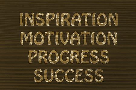 inspiration, motivation, progress, success writing, glowing gearwheels to symbolize a brilliant mechanismの写真素材