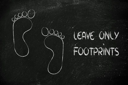 sustainability, tourism and ecology: leave only footprintsの写真素材