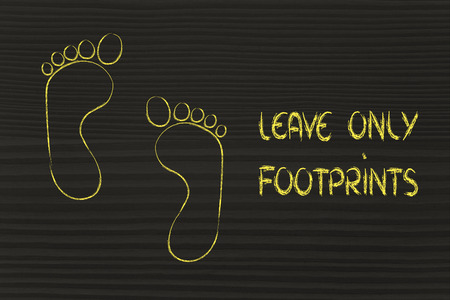sustainability, tourism and ecology: leave only footprintsの写真素材