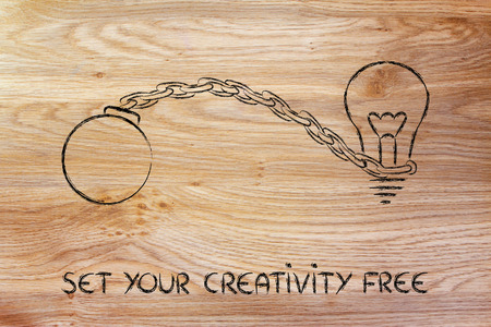 free your mind idea with chain and ballの写真素材