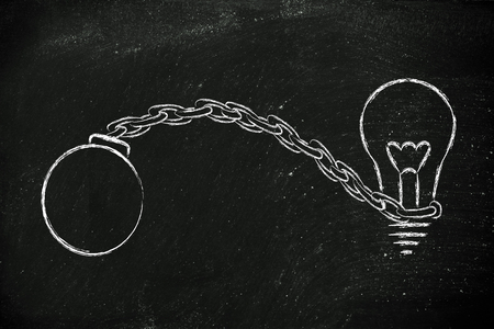 free your mind idea with chain and ballの写真素材