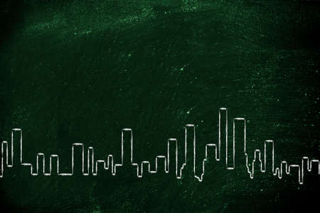 skyline of a generic city, urban getaways and holiday bookingの写真素材