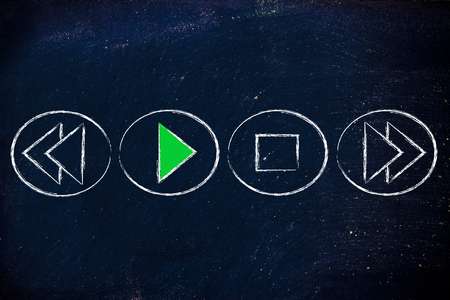 music/video buttons, press playの写真素材