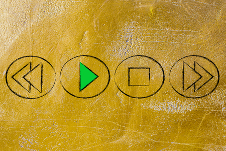 music/video buttons, press playの写真素材