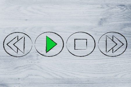 music/video buttons, press playの写真素材