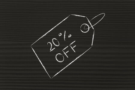shopping and sales: price tag with 20% offの写真素材