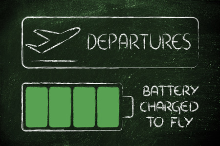 new airport security procedures, all devices charged for boardingの写真素材