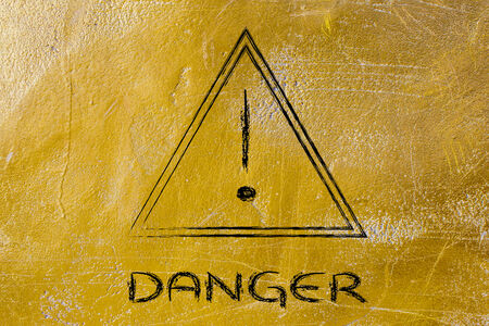 danger ahed, road sign illustrationの写真素材