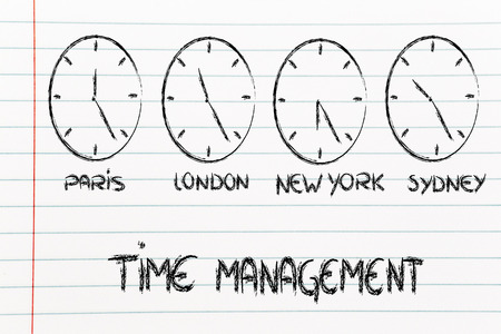 time zone & clocks representing the role of time management in a global business