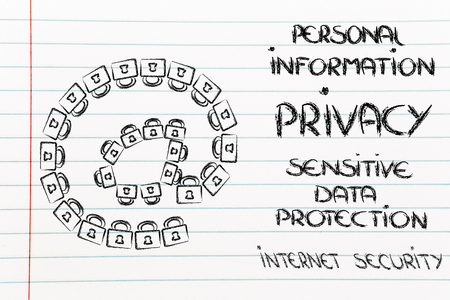locks creating email symbol: security of data, privacy and personal informationの写真素材