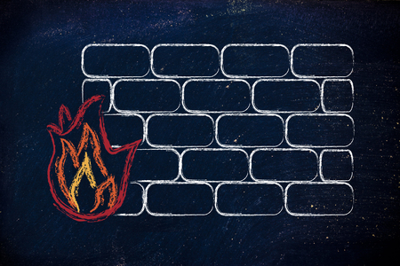 conceptual design with firewall and security of data on the webの写真素材