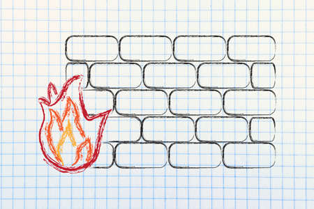 conceptual design with firewall and security of data on the webの写真素材