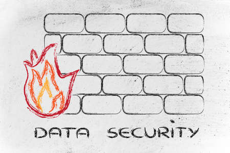 conceptual design with firewall and security of data on the webの写真素材