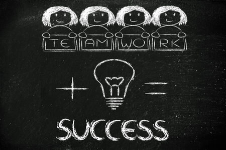 business success: winning ideas and teamwork (girl version)の写真素材