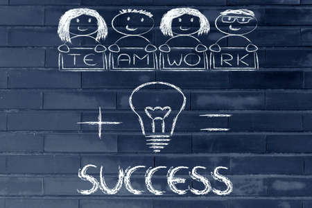 business success: winning ideas and teamwork (mixed gender version)の写真素材