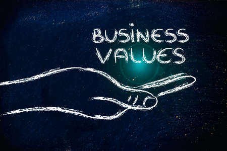 hand holding the writing business values, grab your successの写真素材