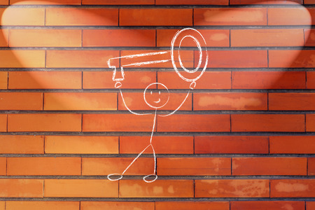 funny character holding key to successの写真素材