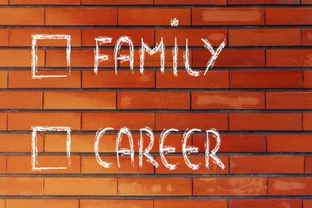 multiple choice test with lifestyle decision: family or careerの写真素材