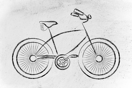 bicycle illustration, symbol of active life and sustainable livingの写真素材