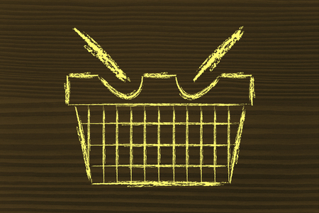 illustration of a funny shopping cart: marketing, retail industry and promotionsの写真素材