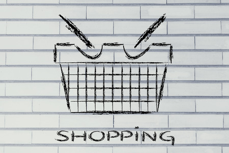 illustration of a funny shopping cart: marketing, retail industry and promotionsの写真素材
