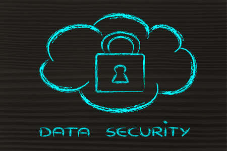 data security on cloud computing, cloud and security lock