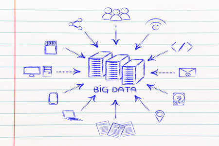 concept of big data processing and storage: users, devices and file transfersの写真素材
