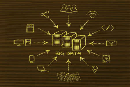 concept of big data processing and storage: users, devices and file transfersの写真素材