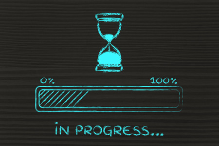 hourglass design and progress bar loading, pc process in progressの写真素材