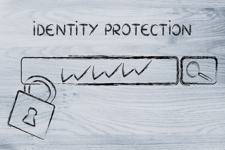 security of data and personal information on the web: search engine bar and lockの写真素材