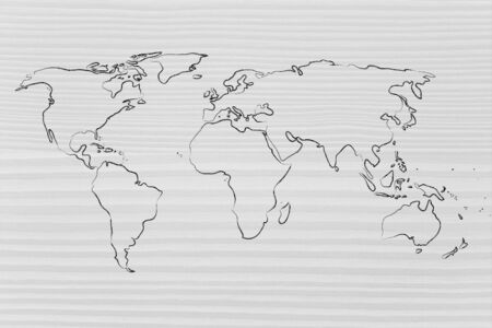 illustration with world map, global business and worldwide opportunitiesの写真素材