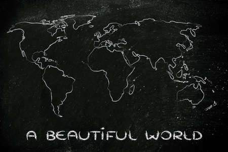 illustration with world map, global business and worldwide opportunitiesの写真素材