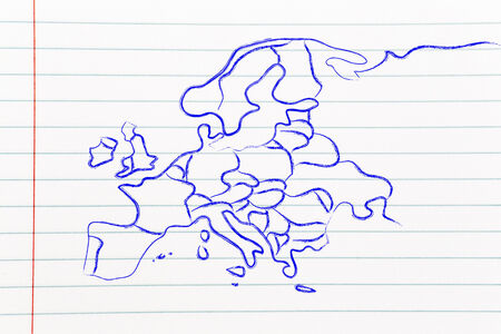 illustration with map of the borders within Europeの写真素材
