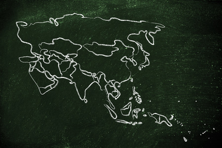illustration with map of the borders within Asia and Middle Eastの写真素材