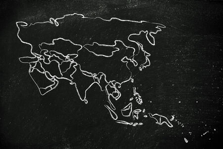 illustration with map of the borders within Asia and Middle Eastの写真素材