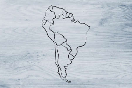 illustration with map of the borders within South Americaの写真素材