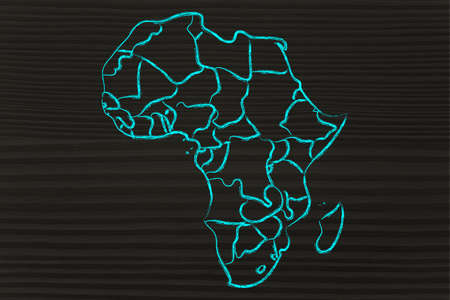 illustration with map of the borders within Africaの写真素材