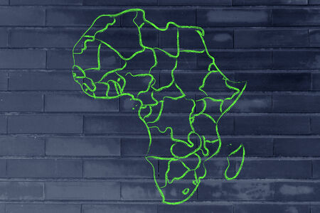illustration with map of the borders within Africaの写真素材